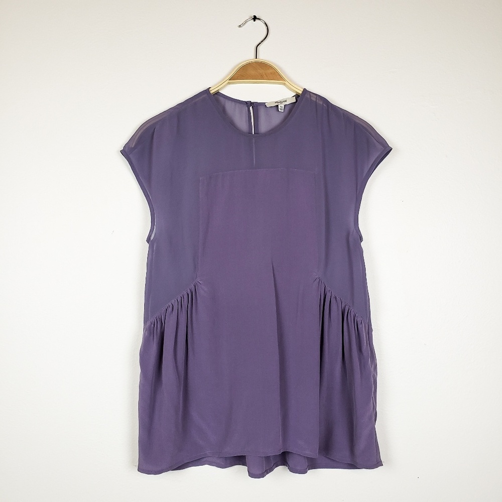 Madewell • Silk Lavendar Sheer Blouse Peplum